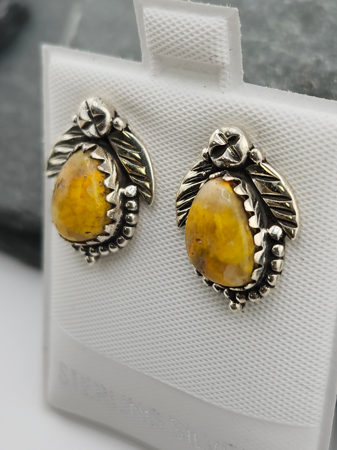 Bumblebee Jasper PostBack Earrings