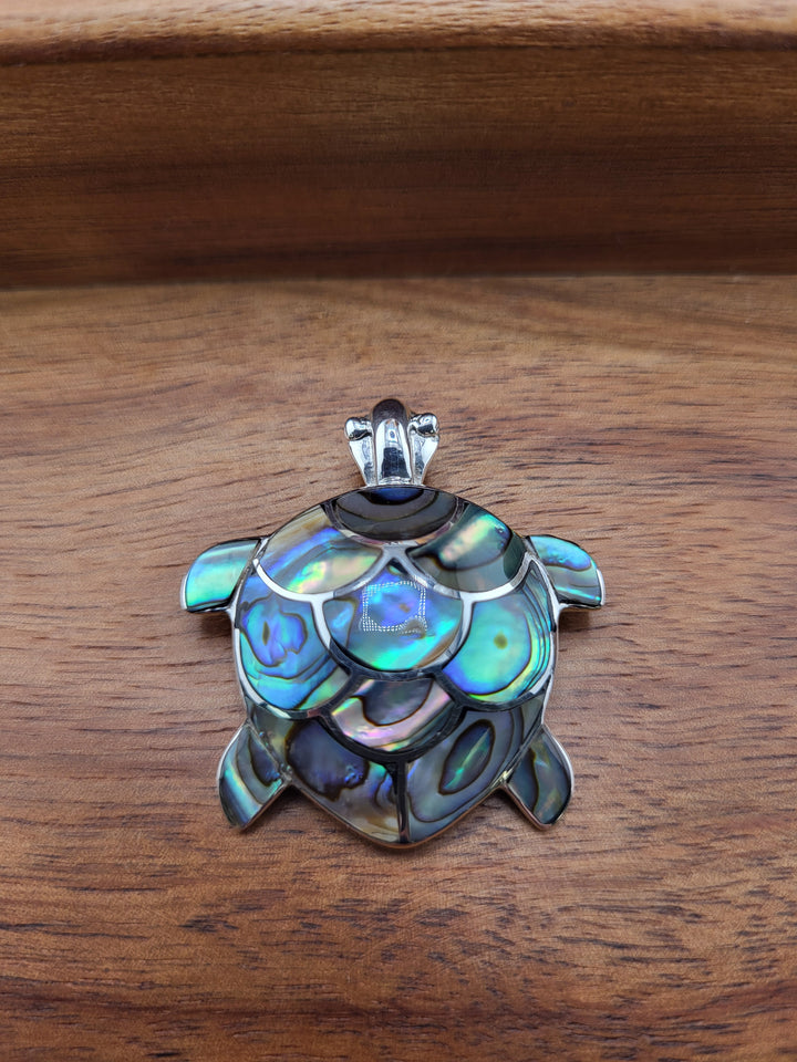 925 Sterling Silver Abalone Turtle Pendant