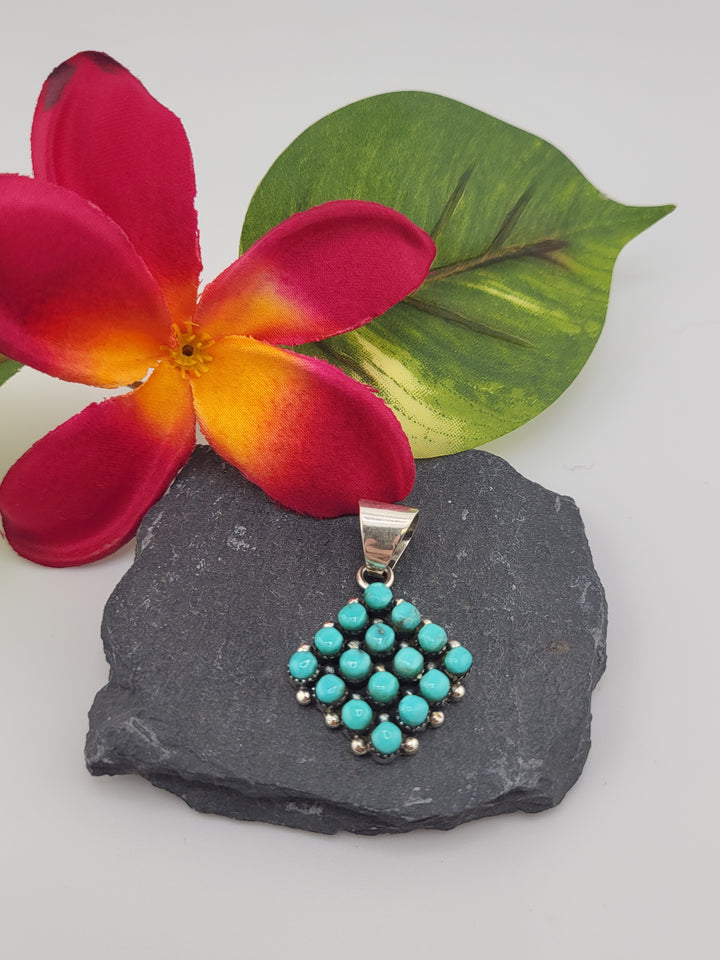 Needlepoint Turquoise Pendant