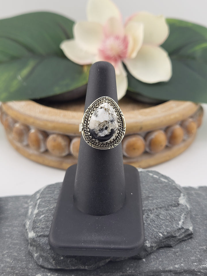 White Buffalo Teardrop Ring