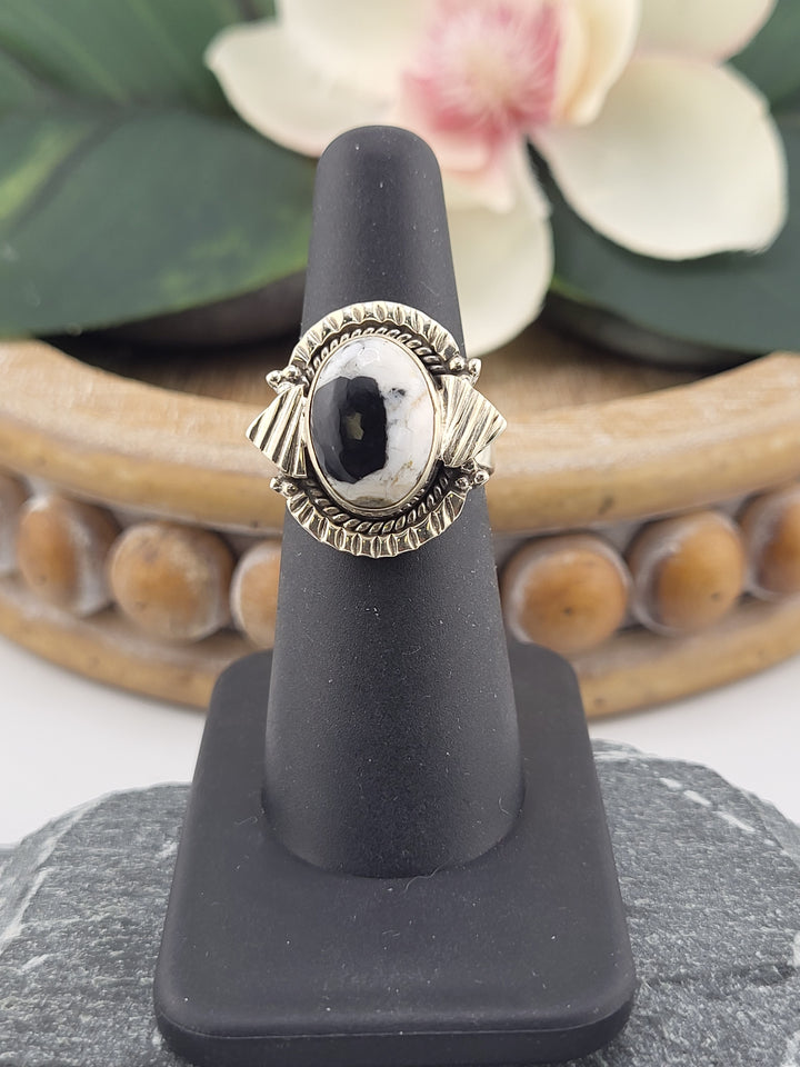 White Buffalo Oval Ring