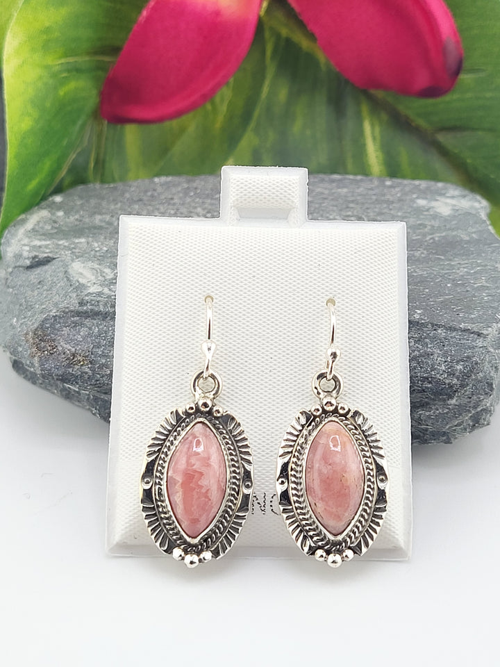 Rhodochrosite Marquee Dangle Earrings