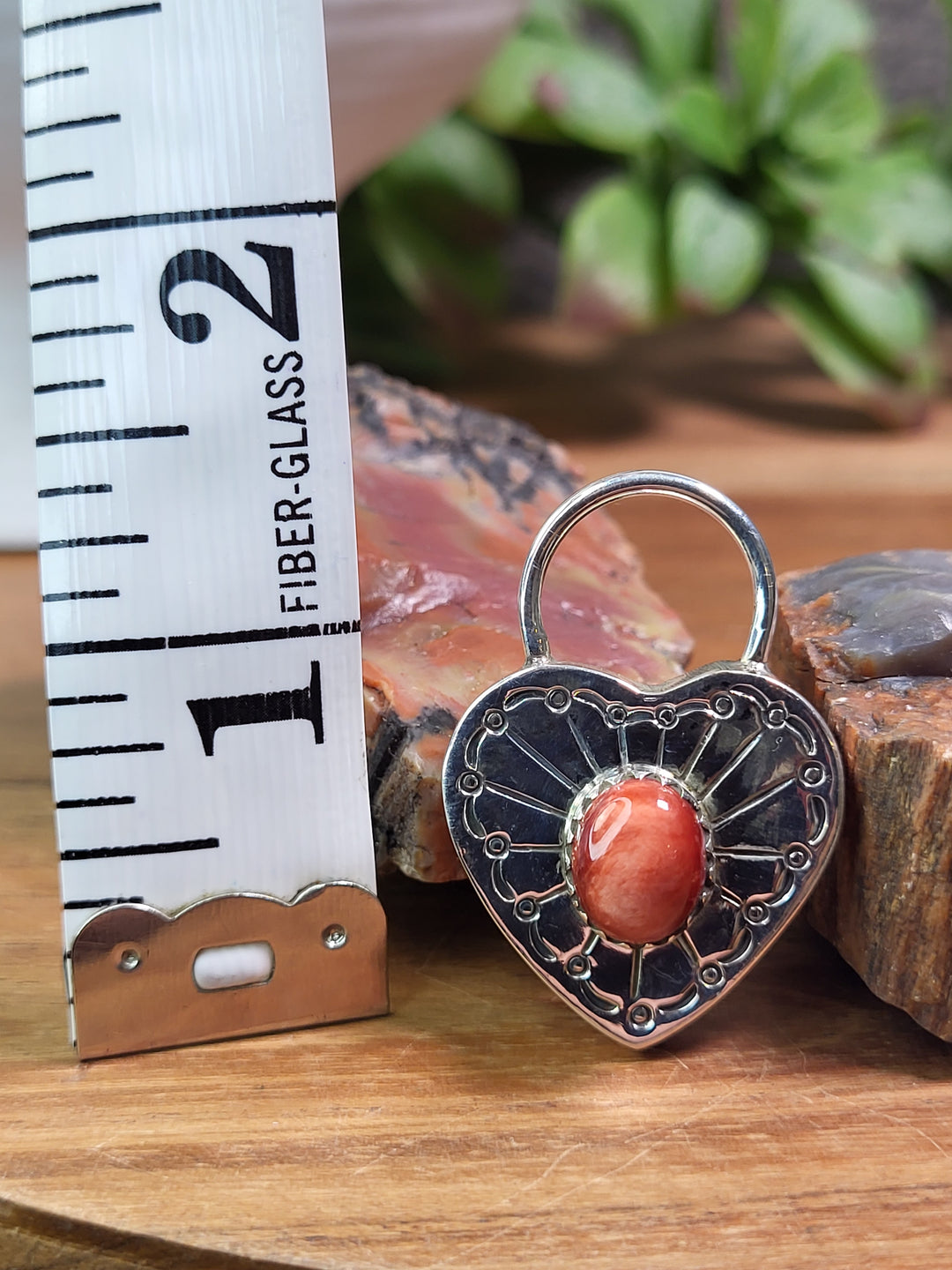 Natural Spiny Oyster Heart Pendant 925 Sterling Silver