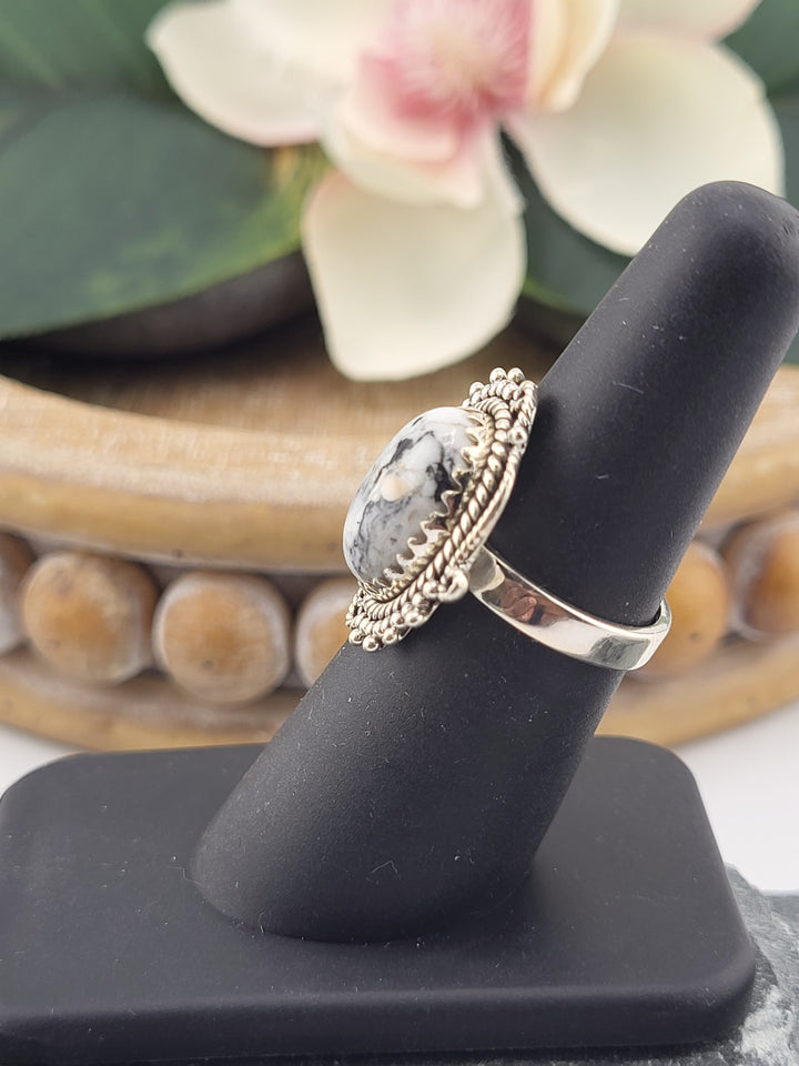 White Buffalo Oval Ring