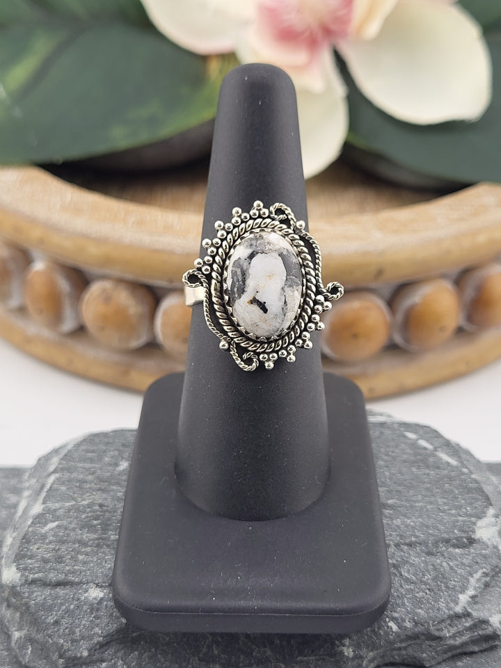 White Buffalo Oval Ring