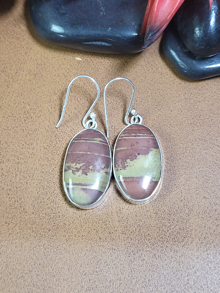 Natural Cherry Creek Jasper Dangles 925 Sterling Silver