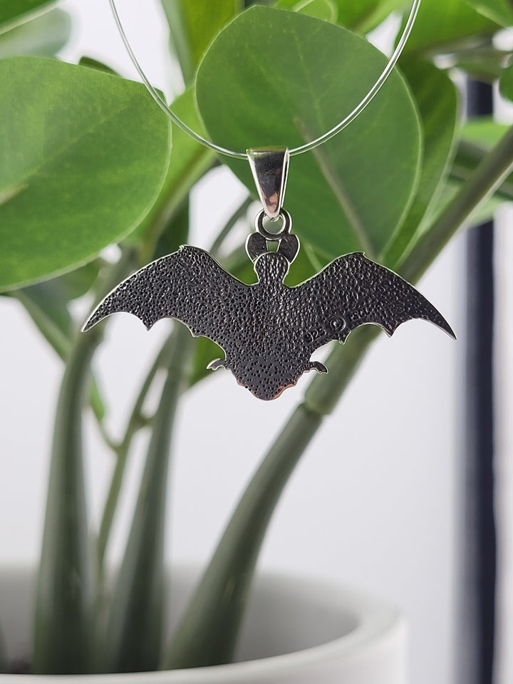 Silver Bat Pendant Designer Stamped - Peter Stone