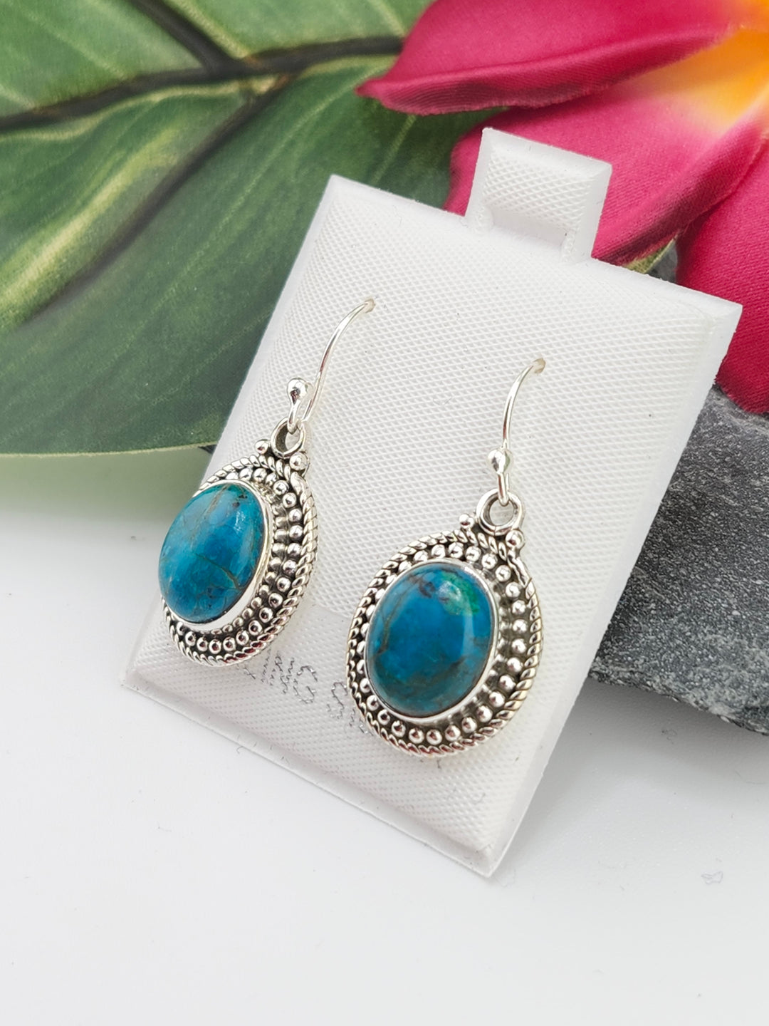 Chrysocolla Oval Dangle Earrings