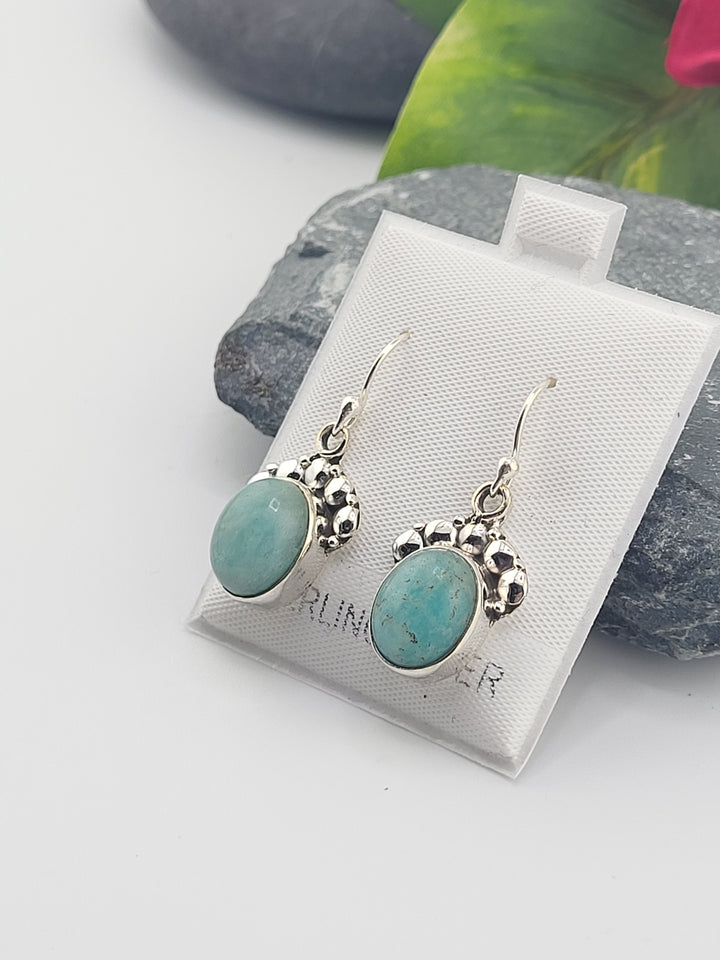 Amazonite Oval Dangle Earrings