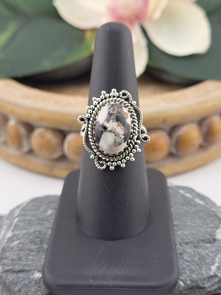 White Buffalo Oval Ring