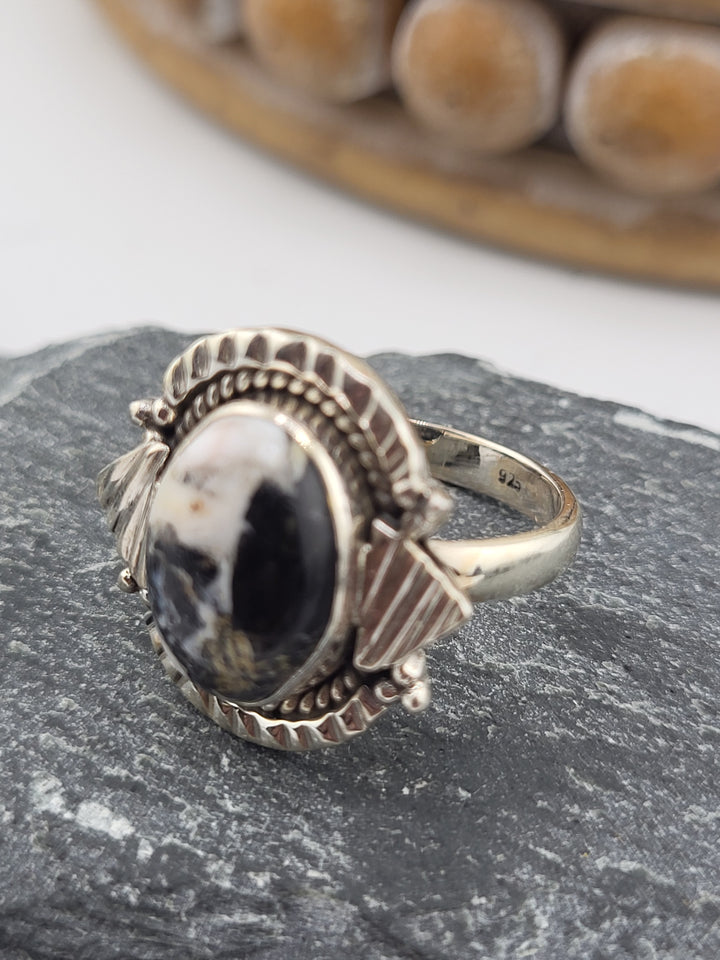 White Buffalo Oval Ring