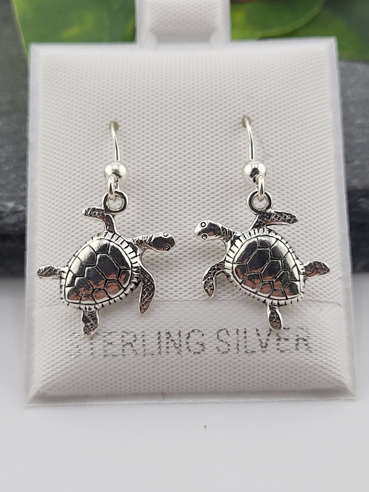 Silver Turtle Dangles Designer Stamped - Peter Stone