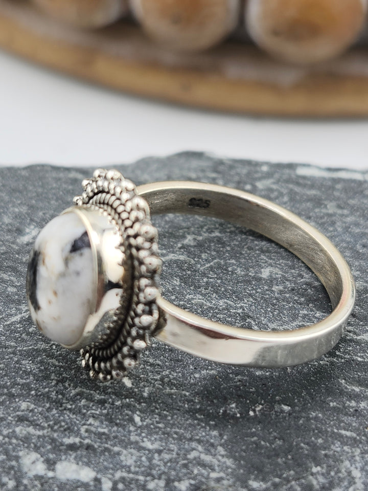 White Buffalo Oval Ring