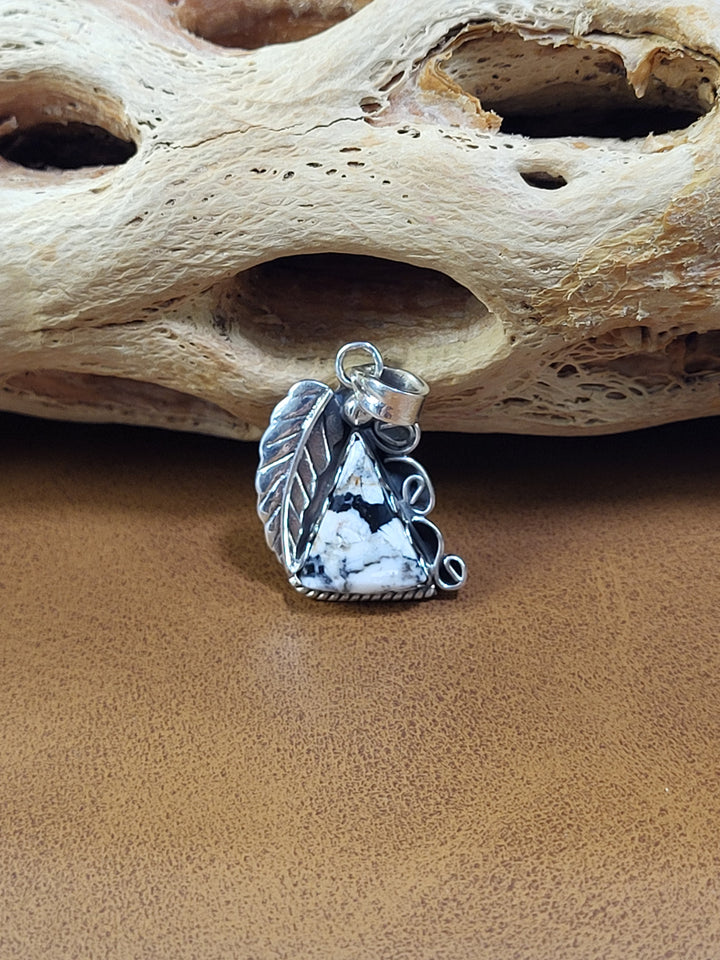 Natural White Buffalo Pendant 925 Sterling Silver