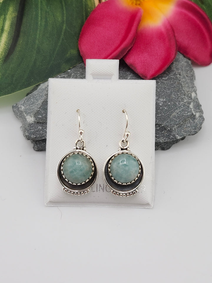 Amazonite Round Dangle Earrings