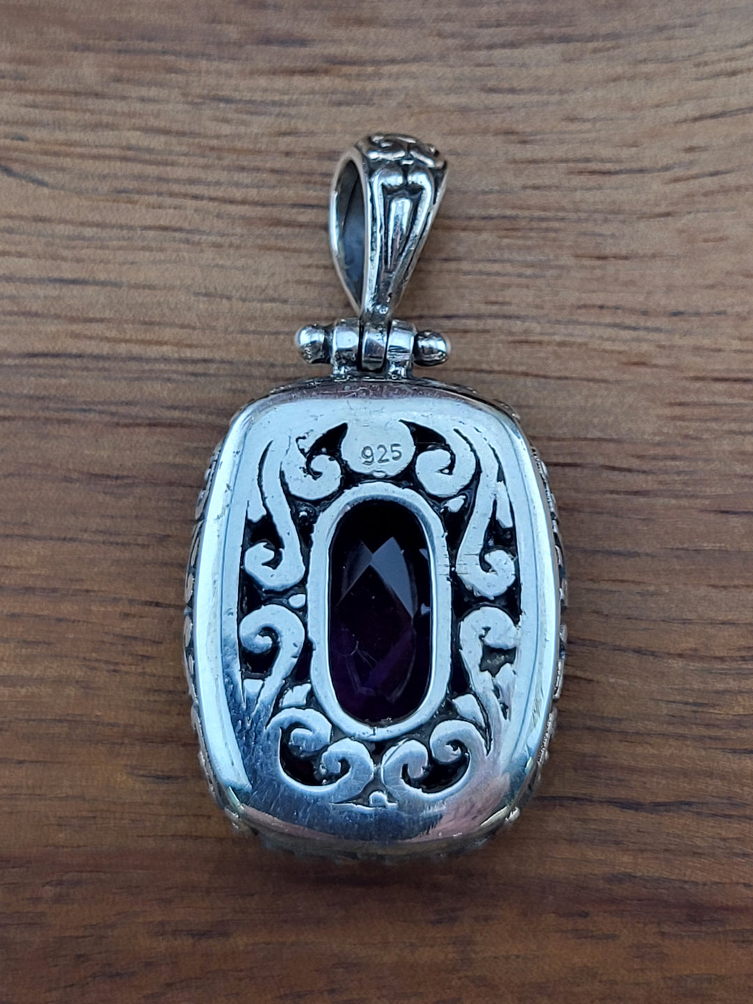 925 Sterling Silver Bali Amethyst Pendant