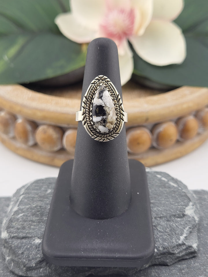 White Buffalo Teardrop Ring