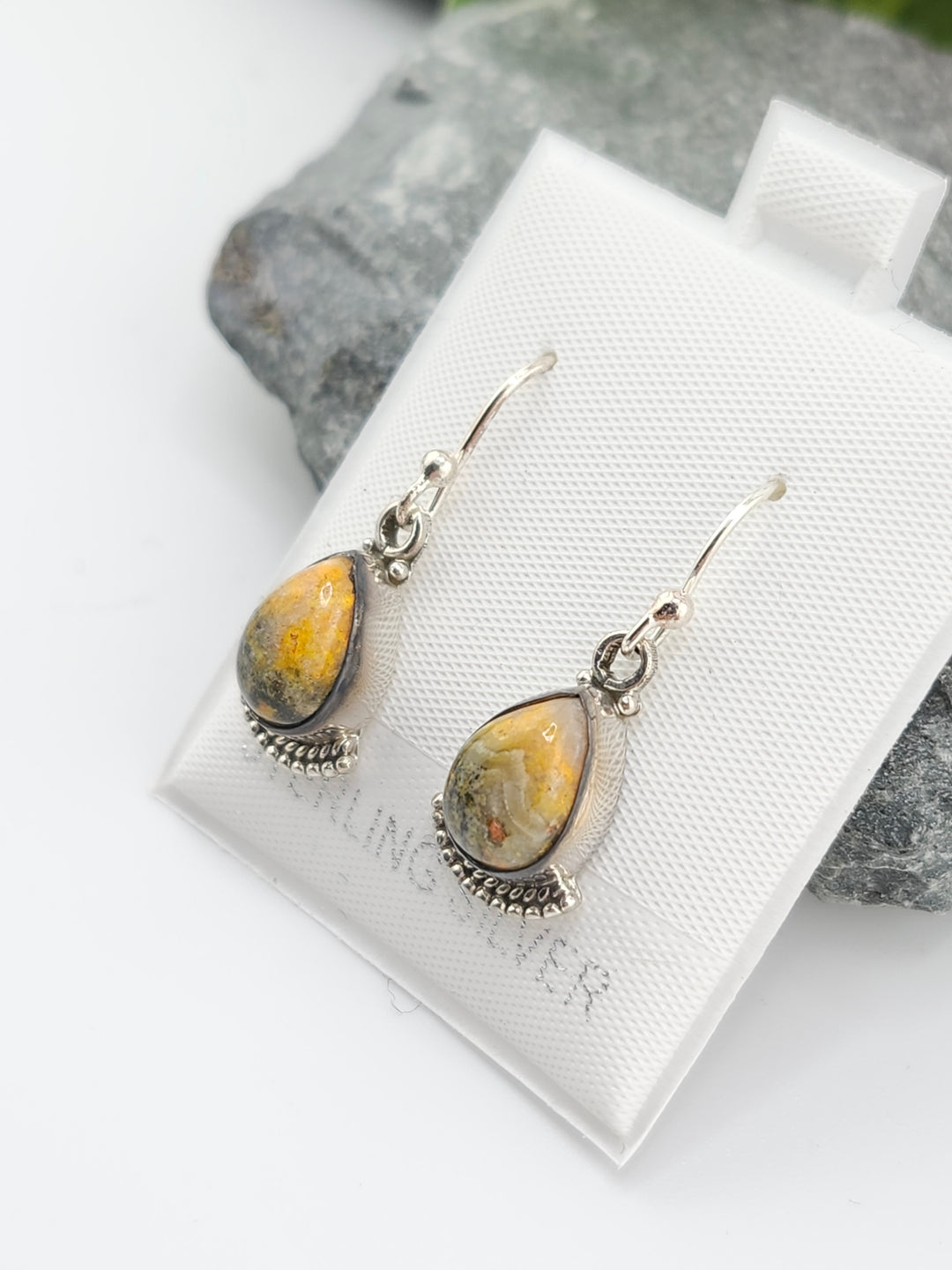 Bumblebee Jasper Teardrop Dangle Earrings