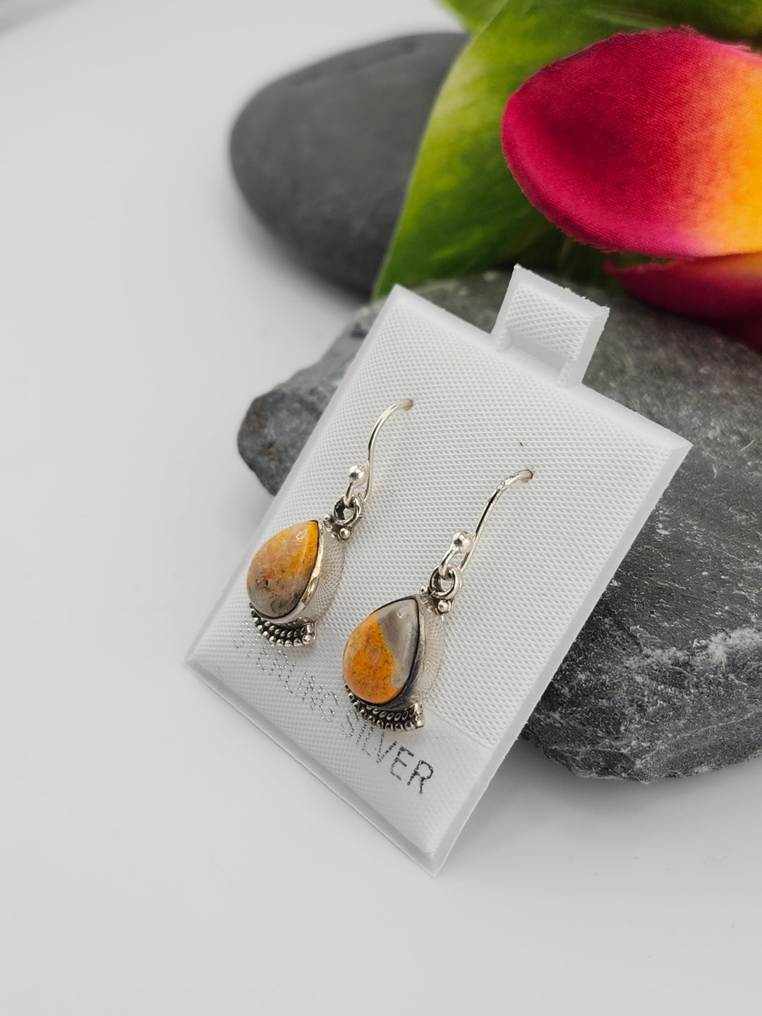 Bumblebee Jasper Teardrop Dangle Earrings