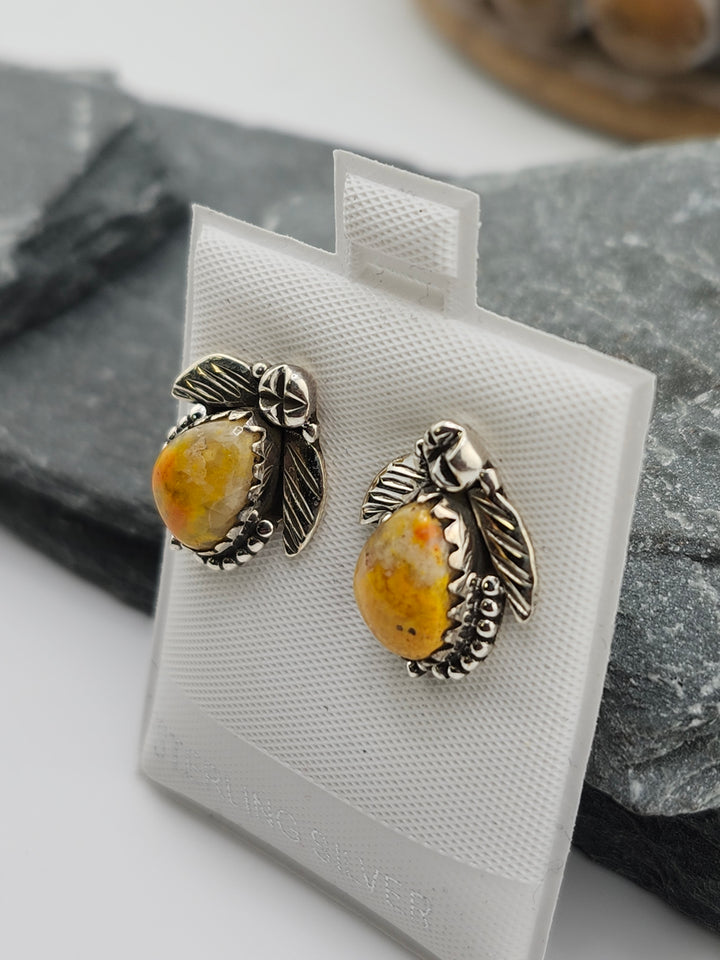 Bumblebee Jasper PostBack Earrings