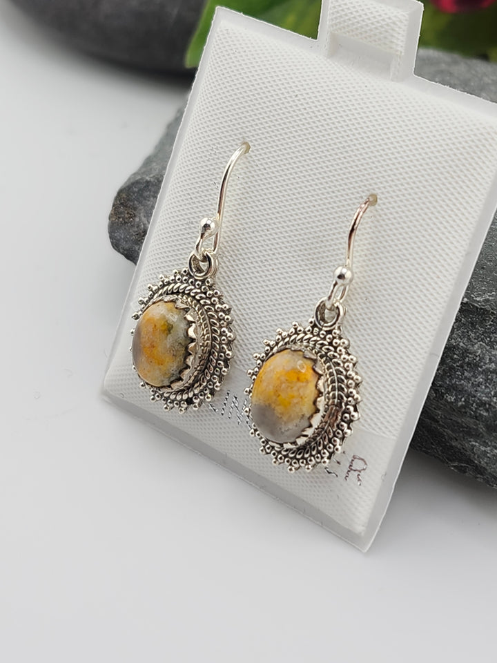 Bumblebee Jasper Oval Dangle Earrings