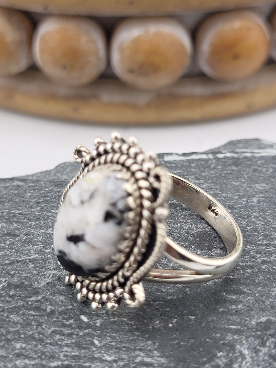 White Buffalo Oval Ring