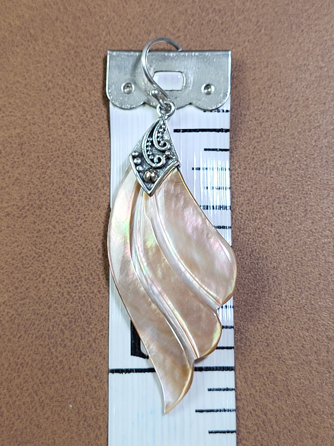 Natural Mother of Pearl Dangles 925 Sterling Silver + 18k Accents Stamped Designer - Robert Manse