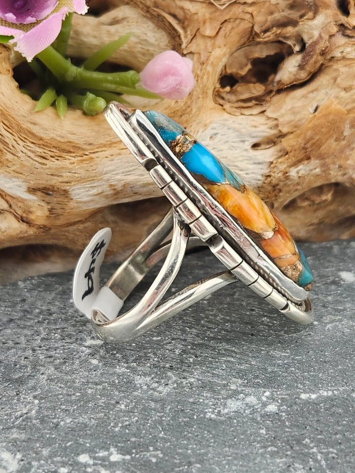 Spiny Oyster/Copper Turquoise Ring