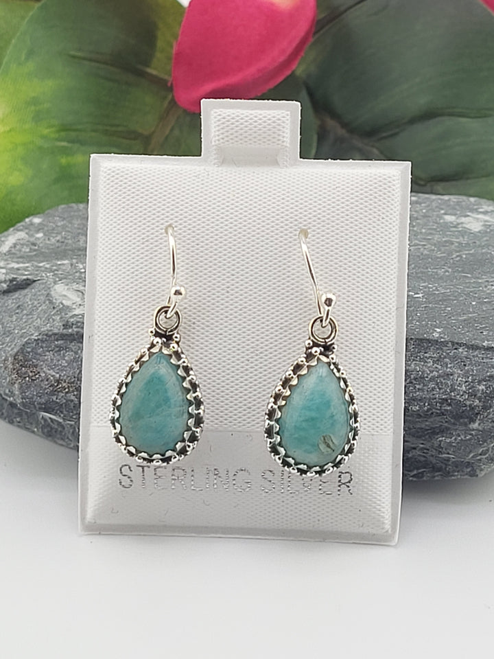 Amazonite Teardrop Dangle Earrings