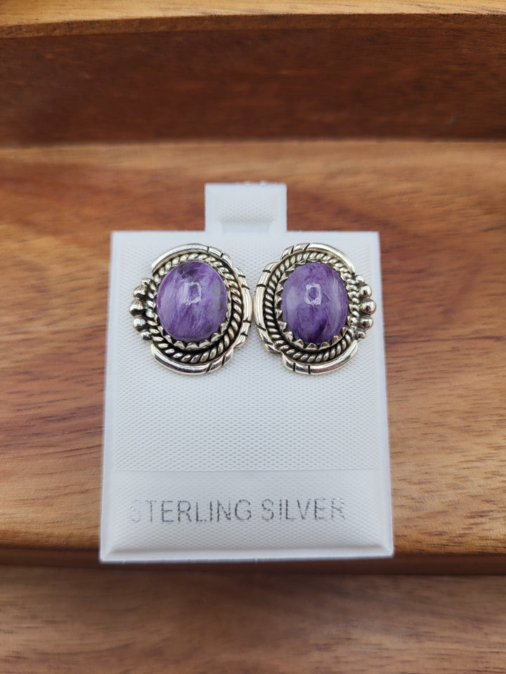 Charoite Post Back Studs