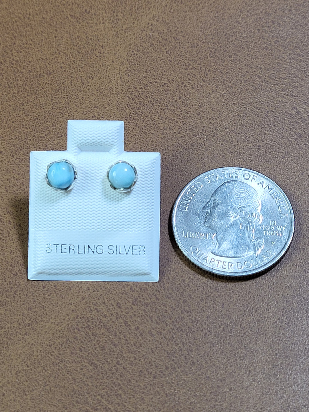 Natural Dominican Larimar Studs 925 Sterling Silver