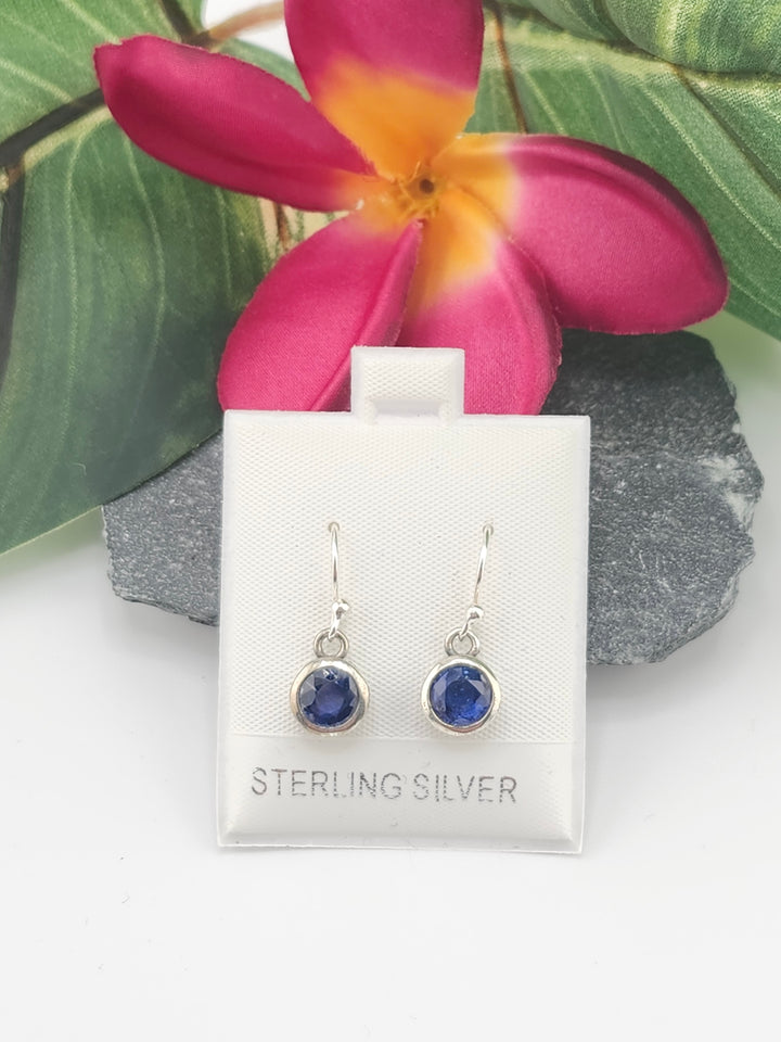 Blue Kyanite Round Dangle Earrings