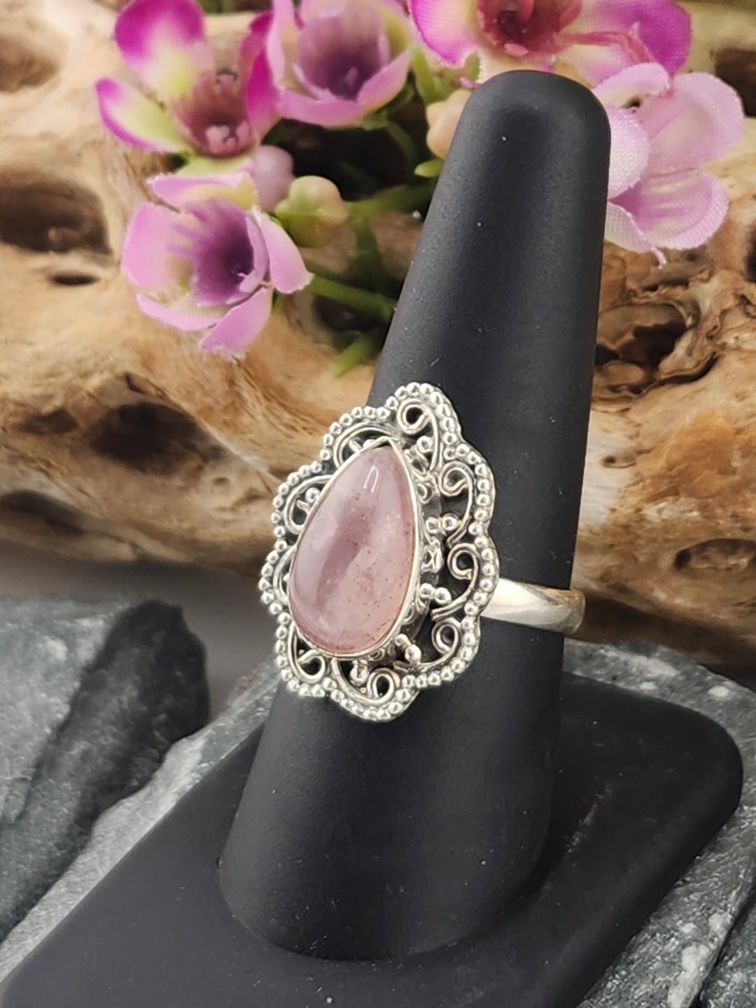 Morganite Teardrop Ring Size 8