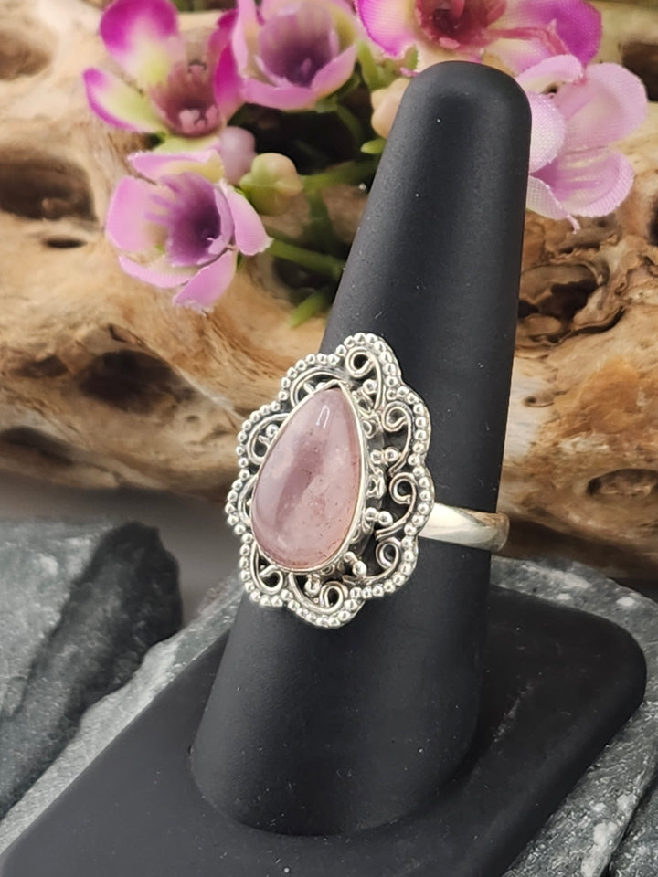 Morganite Teardrop Ring Size 8