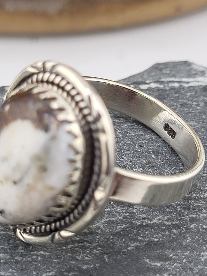 White Buffalo Teardrop Ring