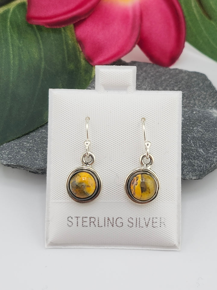 Bumblebee Jasper Round Dangle Earrings