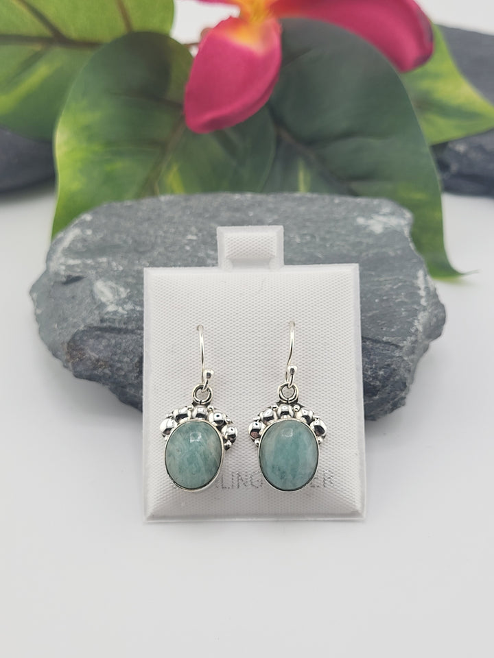 Amazonite Oval Dangle Earrings