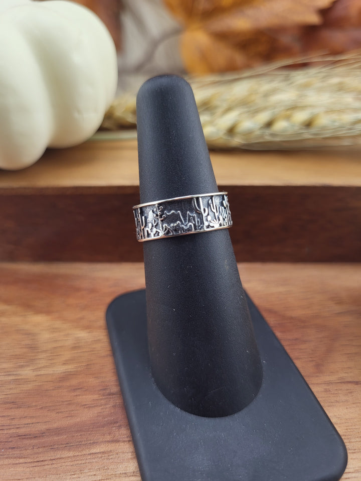 925 Sterling Silver Desert Scene Ring Size 6