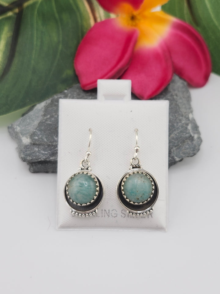 Amazonite Round Dangle Earrings