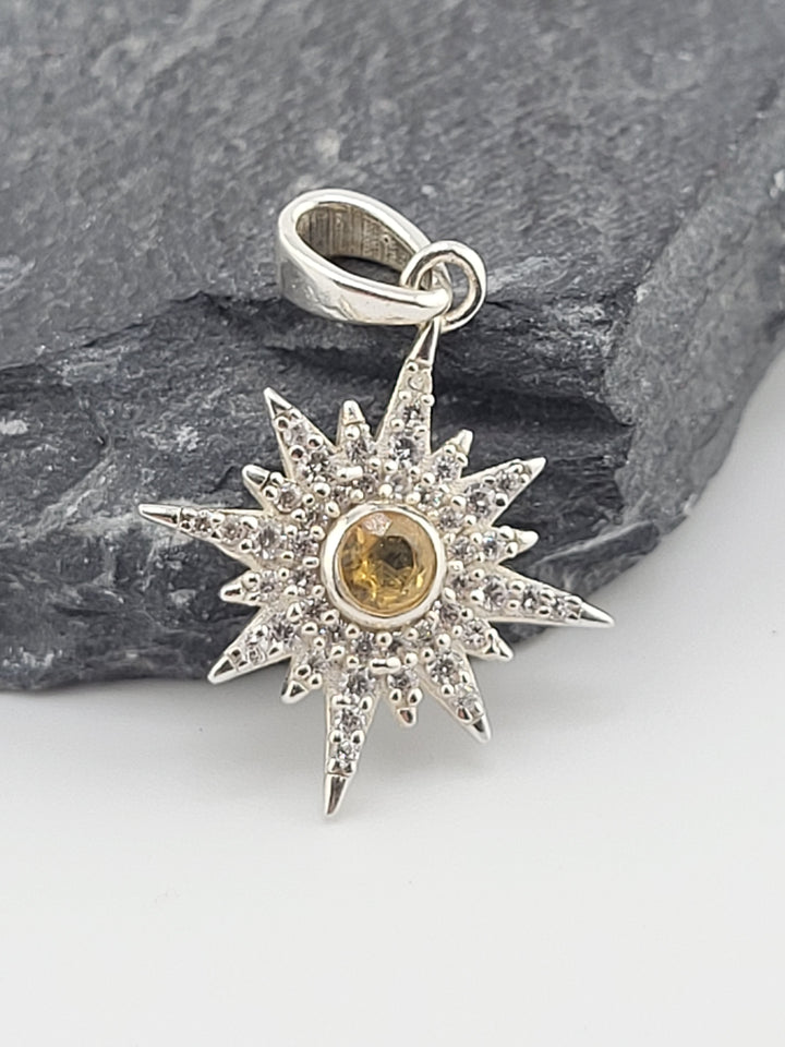 Citrine and Cubic Zirconia Star Pendant