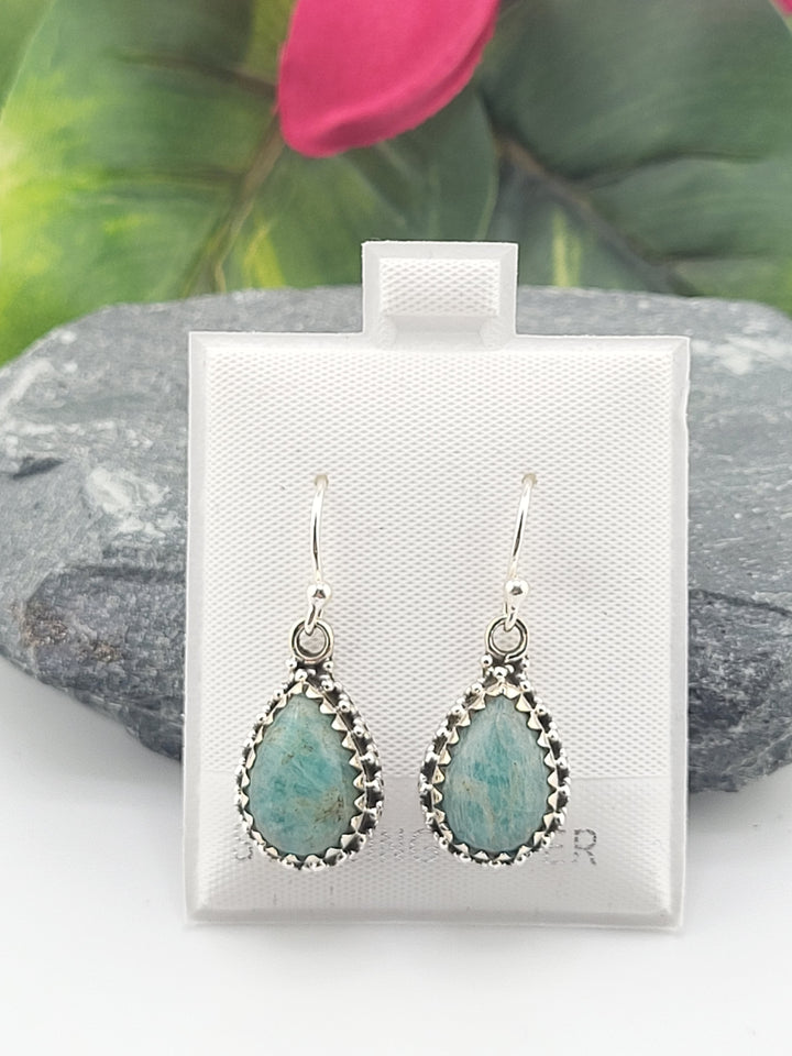 Amazonite Teardrop Dangle Earrings