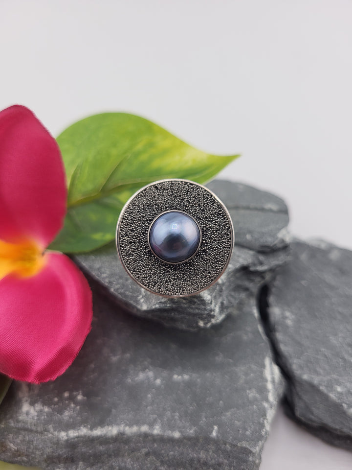 Blue Mabe Pearl Ring