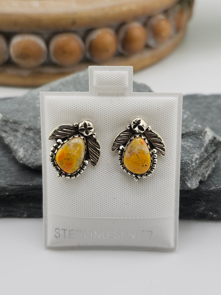 Bumblebee Jasper PostBack Earrings