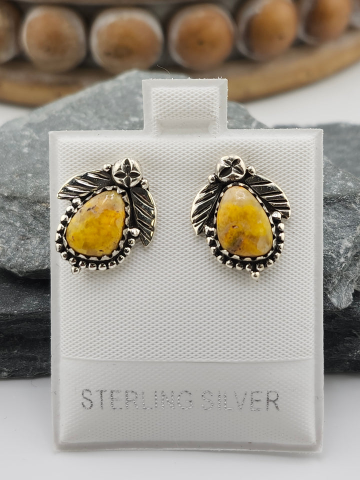 Bumblebee Jasper PostBack Earrings