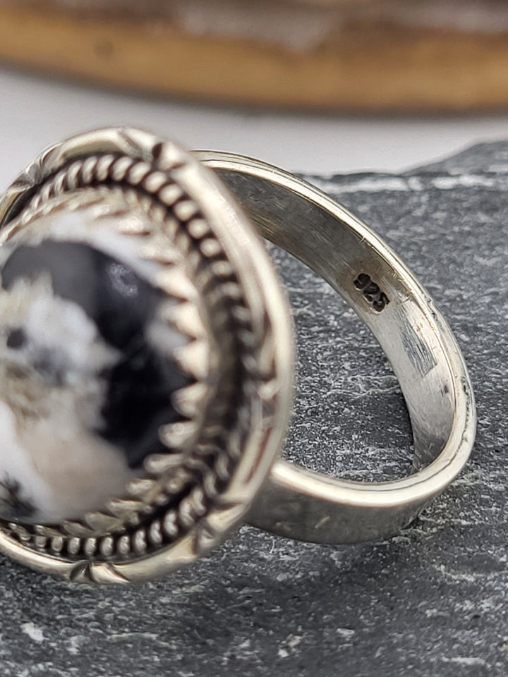 White Buffalo Teardrop Ring