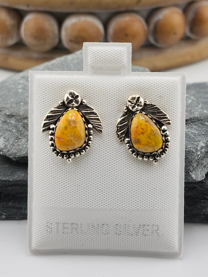 Bumblebee Jasper PostBack Earrings