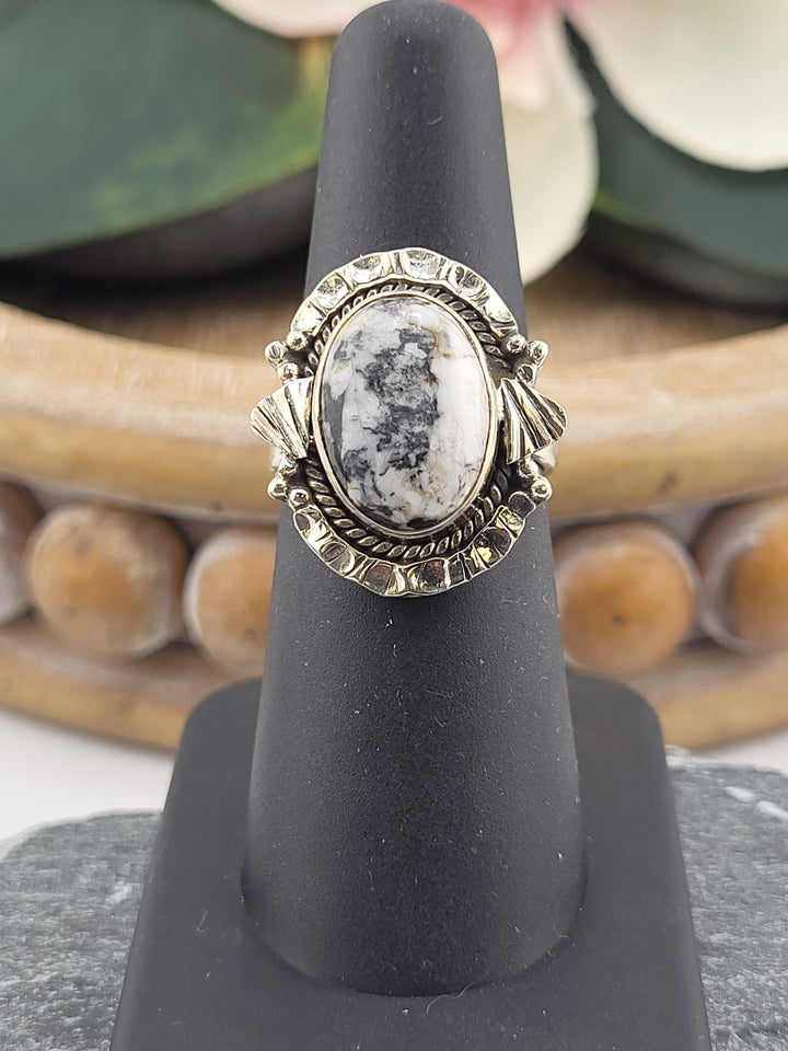 White Buffalo Oval Ring