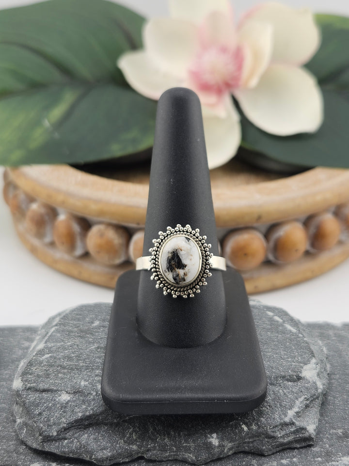 White Buffalo Oval Ring