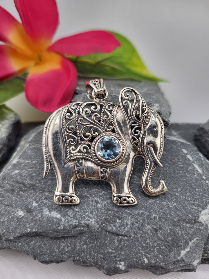 Bali Topaz Elephant Pendant