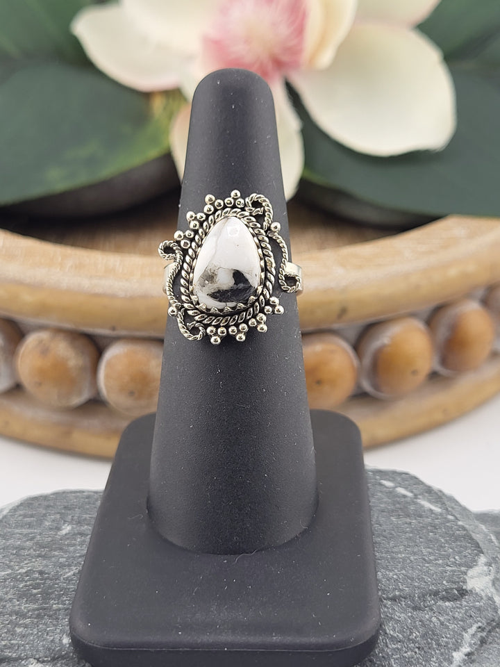 White Buffalo Oval Ring